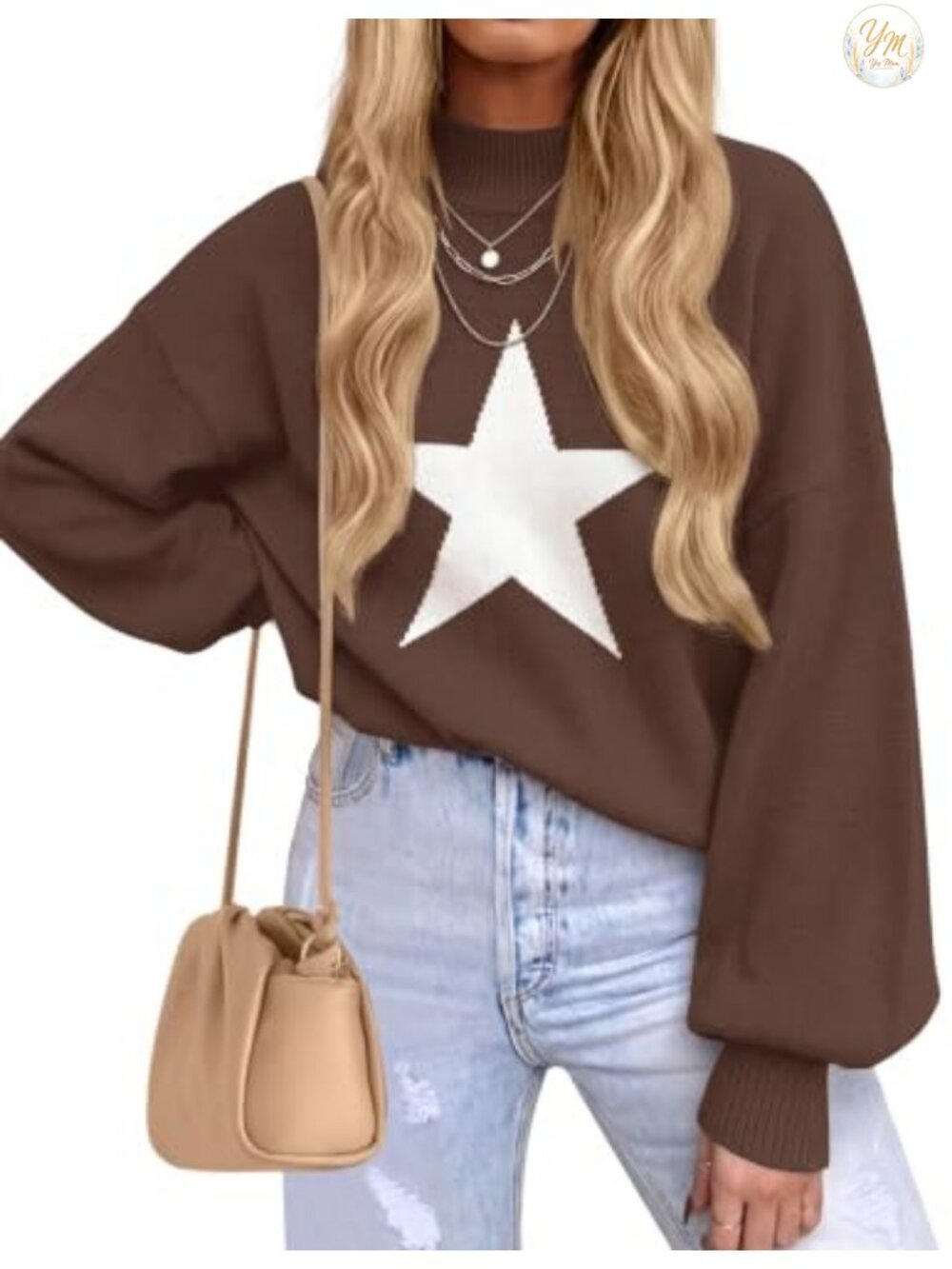 Turtleneck Oversized Sweater Knit Pullover Drop Batwing Sleeve Mock Neck